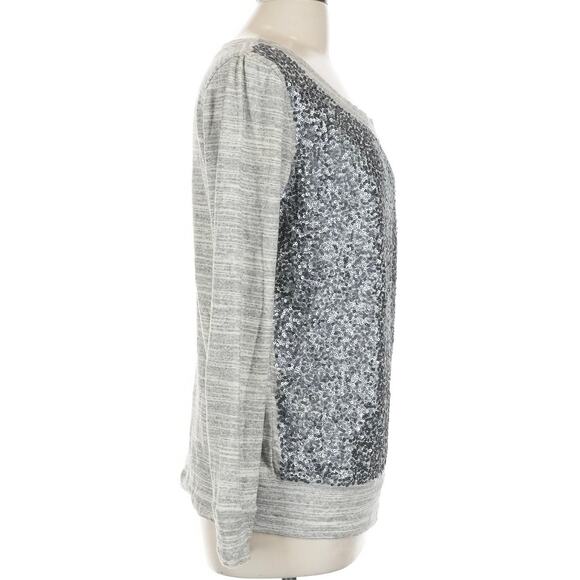 J.Crew Collection Sequin Cotton Sweater/Sweatshirt Gray and Silver Size Large - Picture 3 of 9